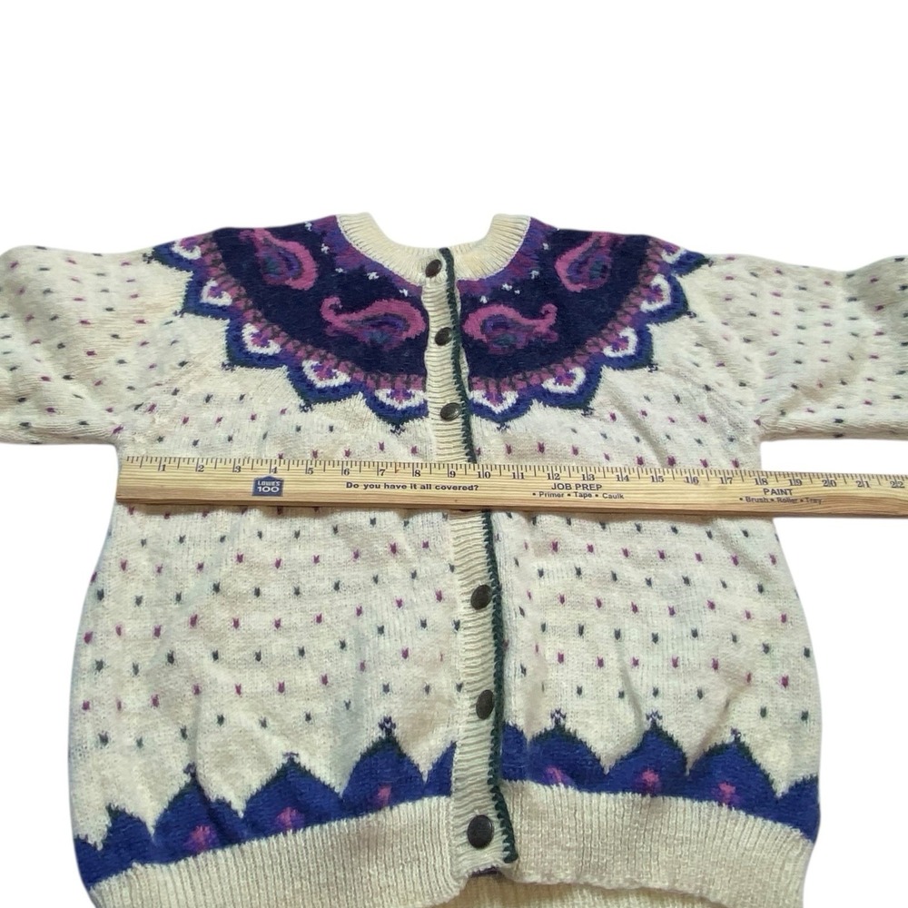 Woolrich Cardigan Sweater Womens SMALL Nordic Fair Isle Handframed Wool Blend - Picture 7 of 10